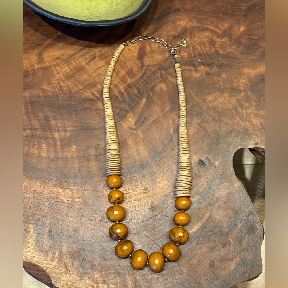 Vintage RJ Graziano Wood and Faceted
Bead Necklace Painted Desert - Picture 6 of 7